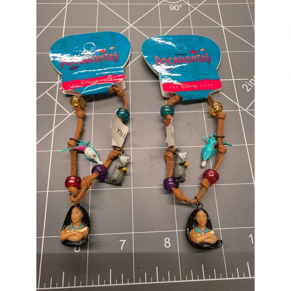 Vintage Disney Store Pocahontas Charm Bracelets Set Meeko Flit 1995 NWT 2pc